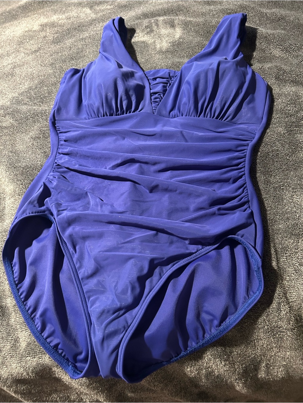 Lands' End Deep Blue Ruched One-Piece Mastectomy Swimsuit